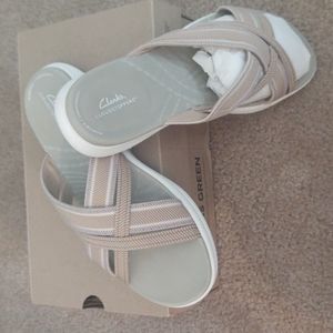 Clark's cloud stepper sandals.  Mira idle sand sable size 10w